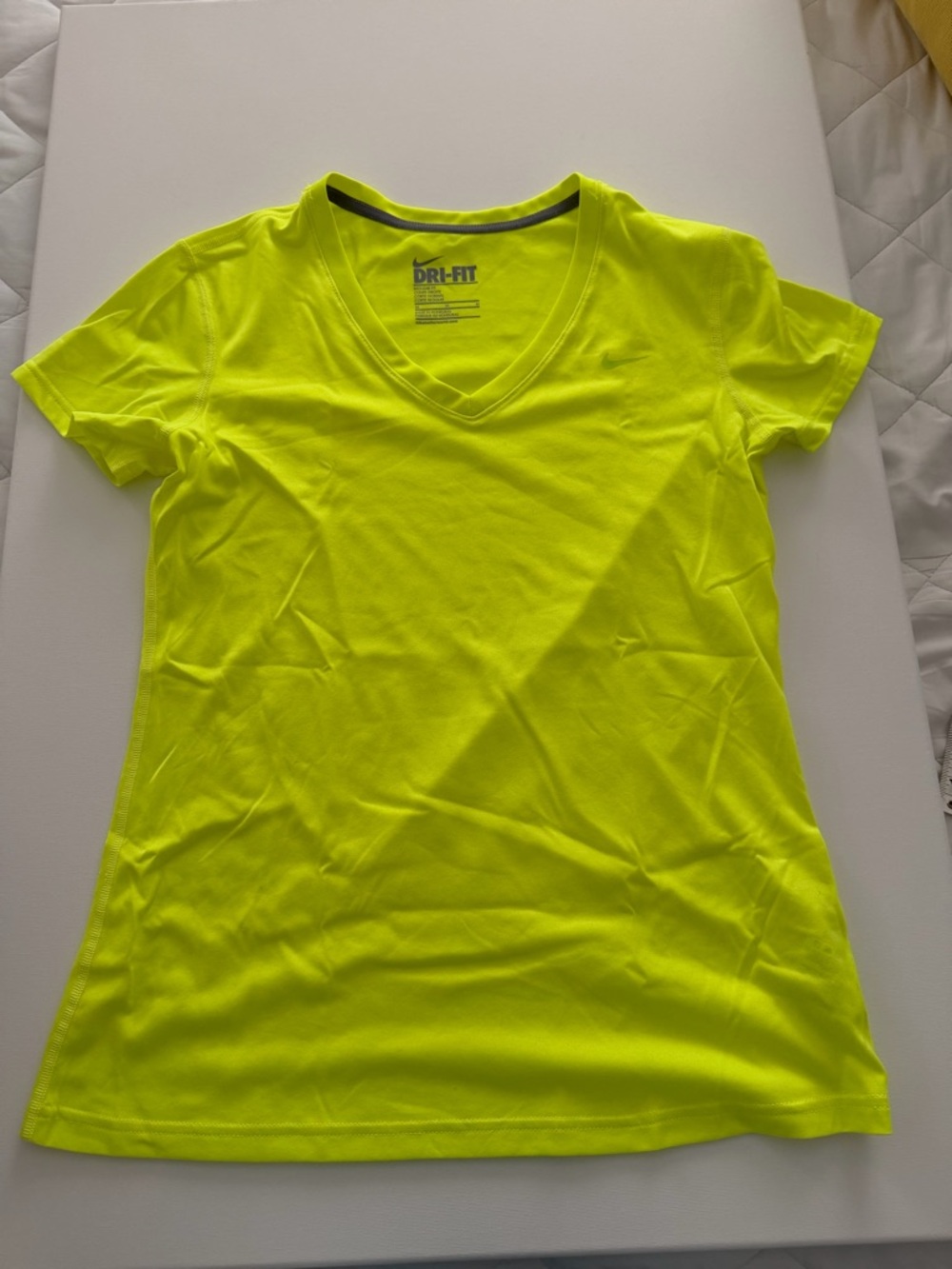 Nike Neon Yellow V-Neck Dri-FIT Short Sleeve Tee